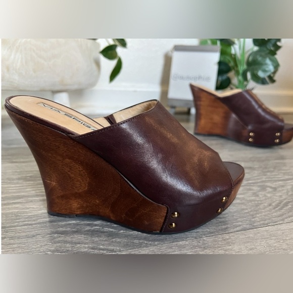 Via Spiga Brazil Y2K Chocolate Brown Leather Platform Wedge Mules. Size 6 - Picture 1 of 9